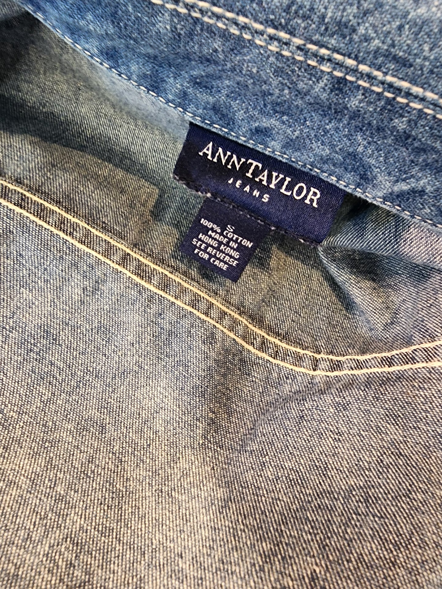 Hand-Printed Custom Vintage Denim Jacket, Ann Taylor Ladies' SM, "Cravings" by artist Jernie Scott