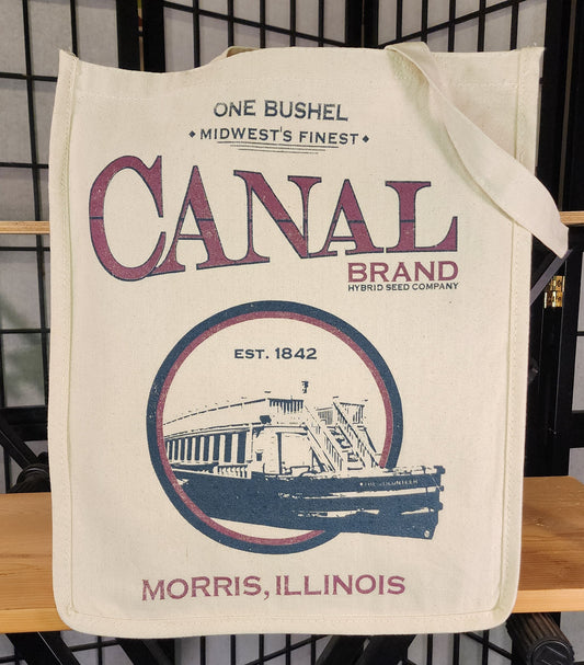 "Canal Hybrid Seed Co, Morris Illinois" Vintage Seed Bag Design Farmer's Market Tote, Natural