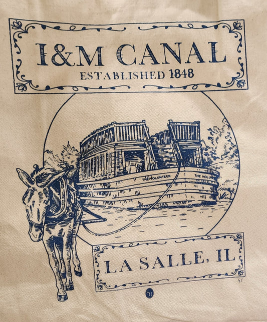 I&M Canal "Larry and the Volunteer" heavy canvas tote bag, natural