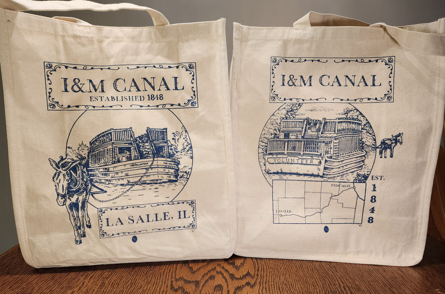 I&M Canal "Larry and the Volunteer" heavy canvas tote bag, natural