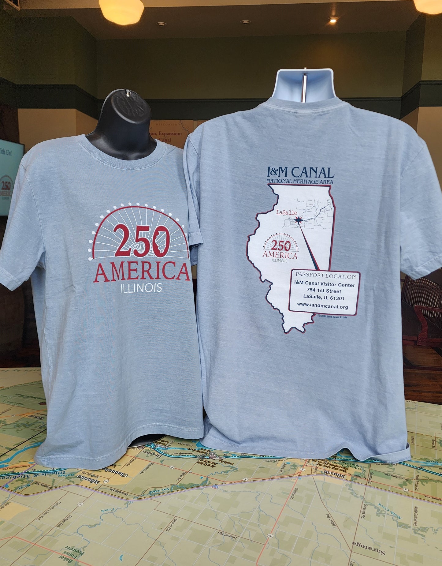 I&M Canal America's 250th Passport tee, Bella+Canvas Garment-Dyed tee, Light Washed Denim, SM-3X