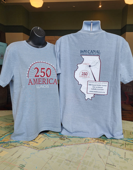 I&M Canal America's 250th Passport tee, Bella+Canvas Garment-Dyed tee, Light Washed Denim, SM-3X