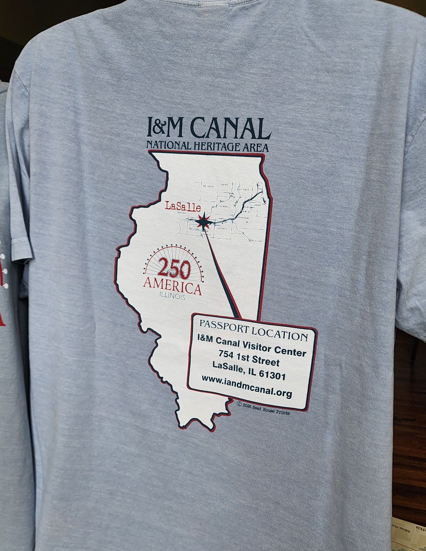 I&M Canal America's 250th Passport tee, Bella+Canvas Garment-Dyed tee, Light Washed Denim, SM-3X