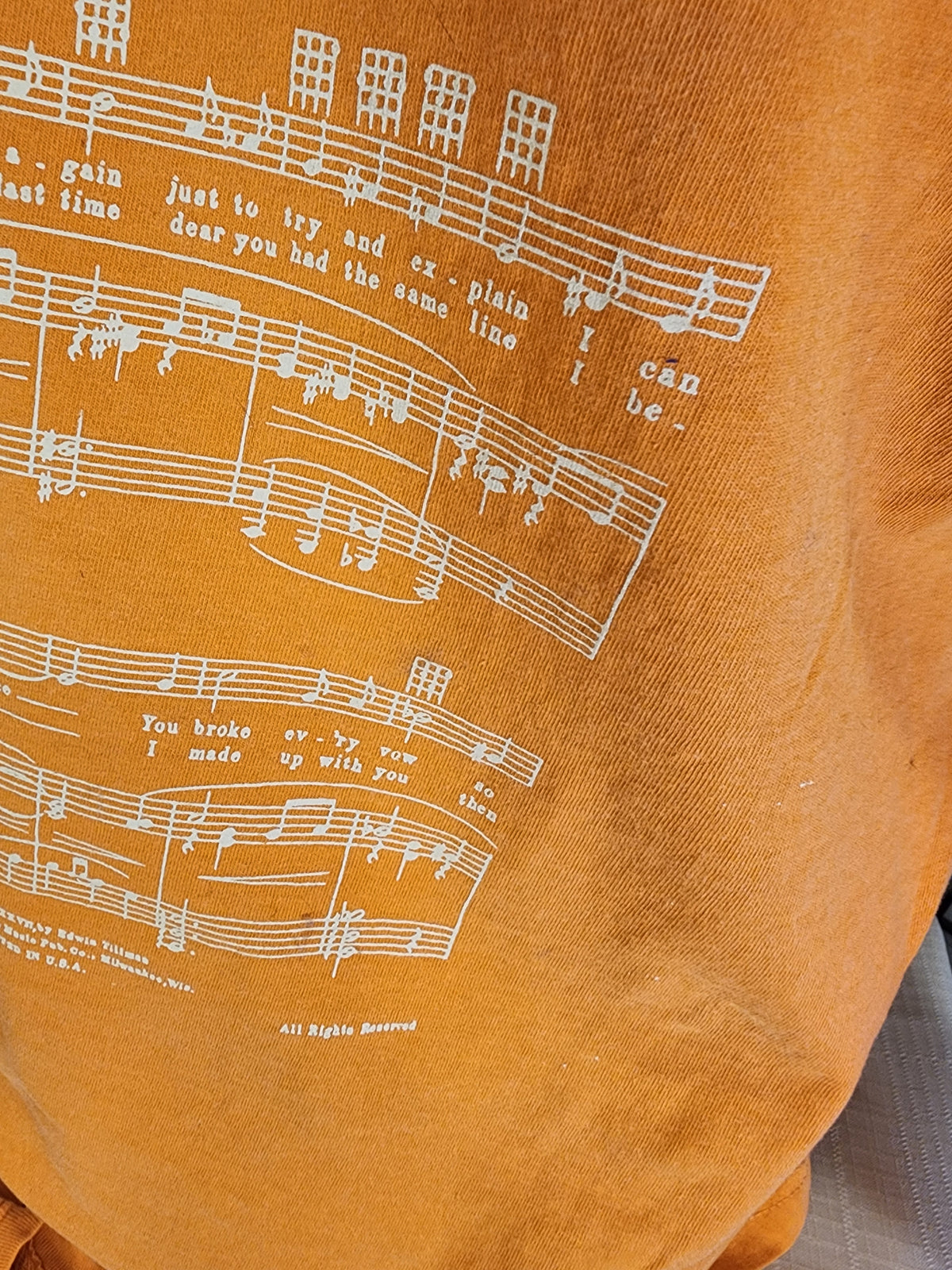 Vintage Sheet Music tee; "You Only Want Me When You're Lonesome" Comfort Colors tee, SM-3X, Pastel Tangerine