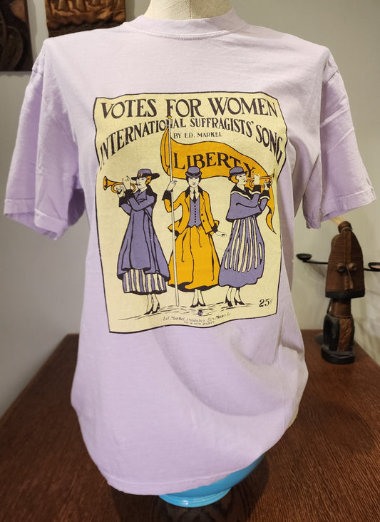 Womens' Suffrage "Votes for Women" Sheet Music design, Comfort Colors tee, Orchid SM-3X