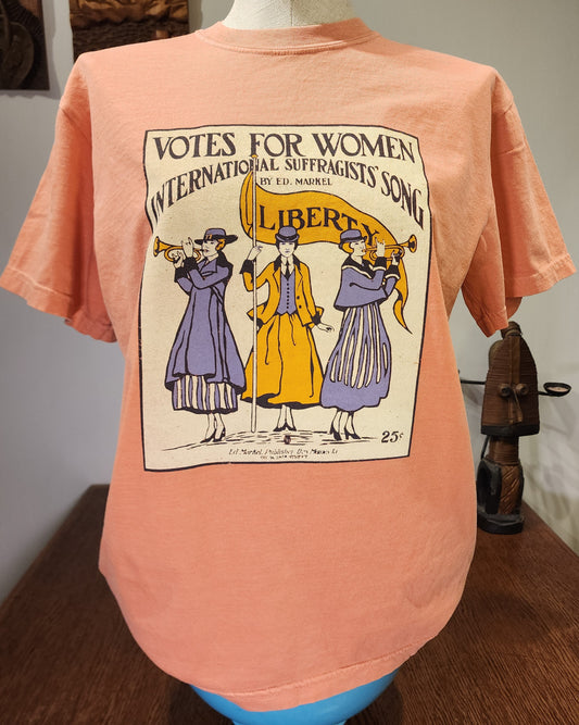 Womens' Suffrage "Votes for Women" Sheet Music design, Comfort Colors tee Terracotta SM-3X