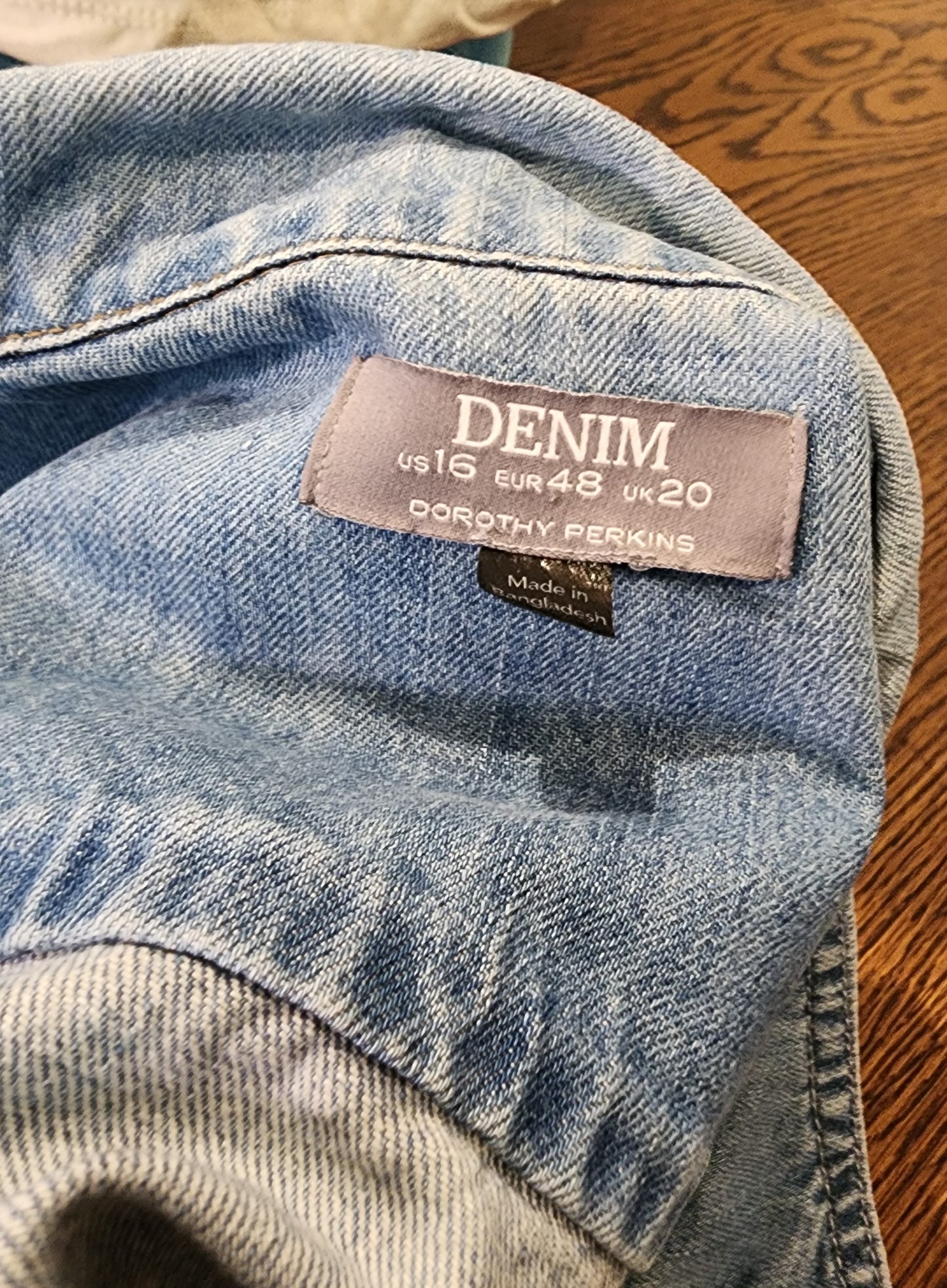 Hand-Printed Custom Repurposed Denim Jacket, Dorothy Perkins Ladies US16 Women's Suffrage, "Pantalette Suffragette"